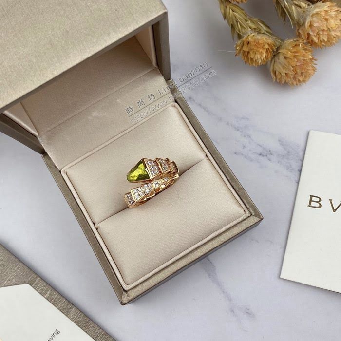 Bvlgari飾品 V金電咪金 寶格麗綠頭蛇戒指  zgbq3326